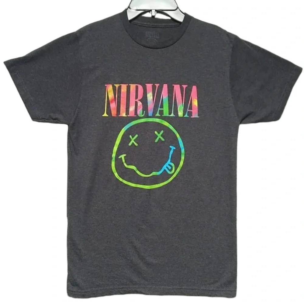 Nirvana Smile Short Sleeve T-shirt Tie Dye Graphic Rock Goth Hippie Retro Grunge - Picture 8 of 12